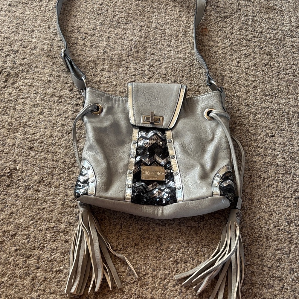 Silver and Black Women's miss me bag